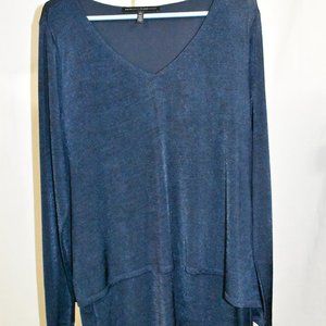 Blue Double_Layer Tunic Long Sleeve Top